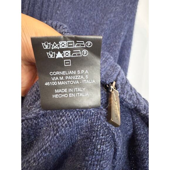 Corneliani Men's Wool Cashmere Ribbed High Neck Full Zip Sweater Blue Sz 48 /M - Picture 8 of 12